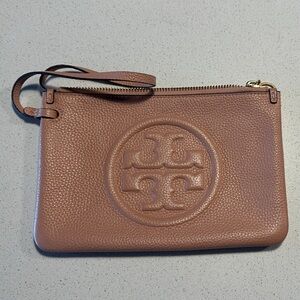 Tory Burch Pebbled Leather Zip Wristlet